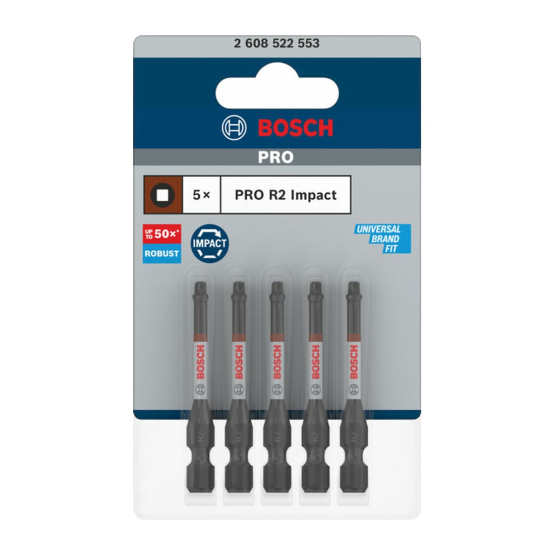 Bosch PRO Robertson Impact Bit, R2, 55 mm, 5-tlg.