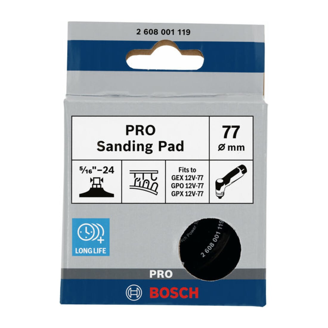 Bosch PRO Schleifteller, 77 mm, Klett