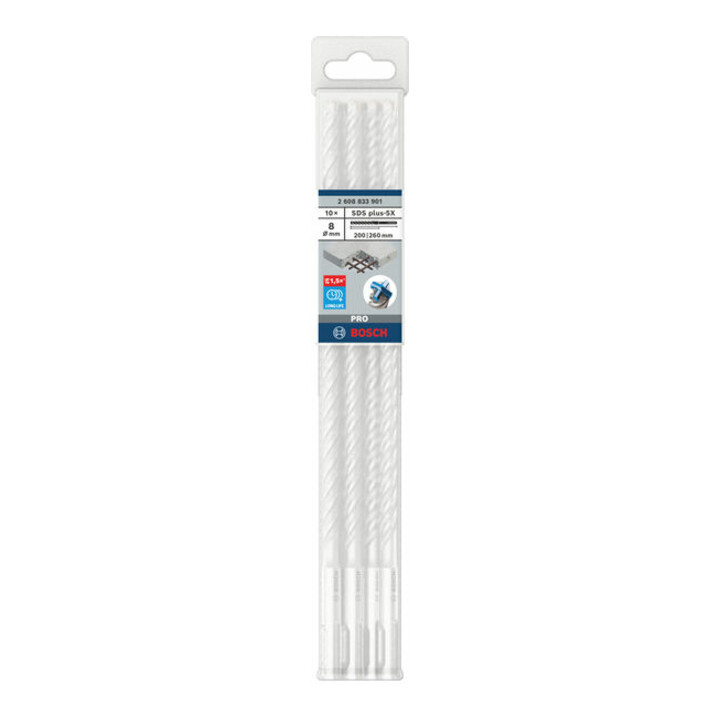 Bosch PRO SDS plus-5X Forets à percussion, 8 x 200 x 260 mm, 10 pcs