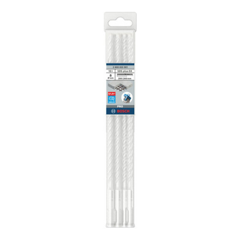 Bosch PRO SDS plus-5X Forets à percussion, 8 x 200 x 260 mm, 10 pcs