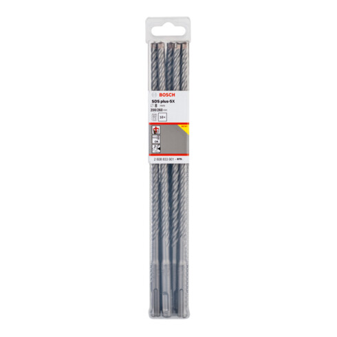 Bosch PRO SDS plus-5X Forets à percussion, 8 x 200 x 260 mm, 10 pcs