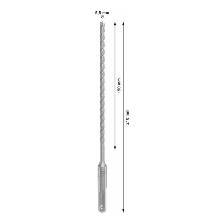 Bosch PRO SDS plus-5X Hammerbohrer, 5,5 x 150 x 210 mm