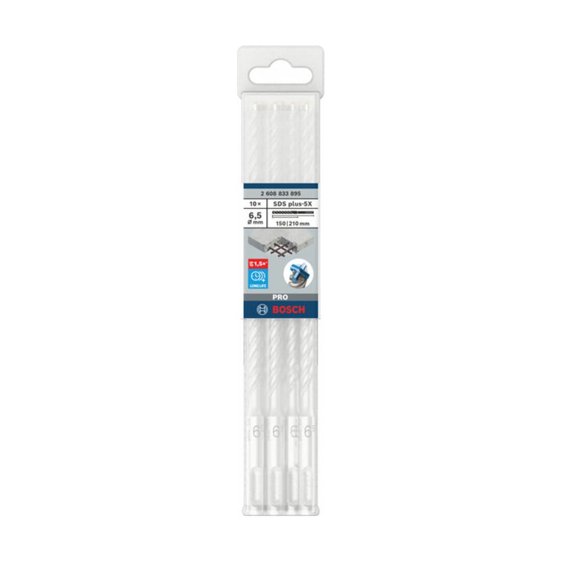 Bosch PRO SDS plus-5X Hammerbohrer, 6,5 x 150 x 210 mm, 10-tlg.