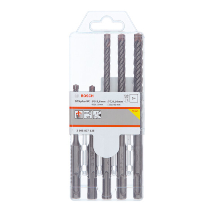 Bosch PRO SDS plus-5X Hammerbohrer-Set, 5.5/6/7/8/10 mm, 5-tlg.