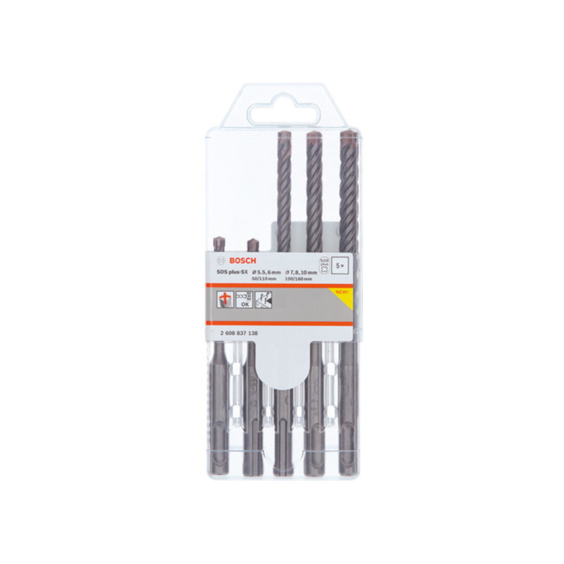 Bosch PRO SDS plus-5X Hammerbohrer-Set, 5.5/6/7/8/10 mm, 5-tlg.