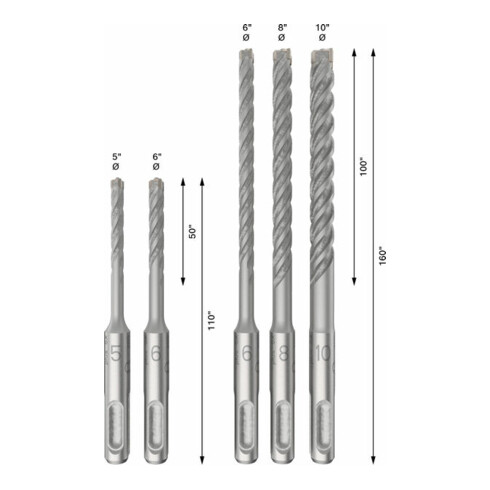 Bosch PRO SDS plus-5X Hammerbohrer-Set, 5/6/6/8/10 mm, 5-tlg.