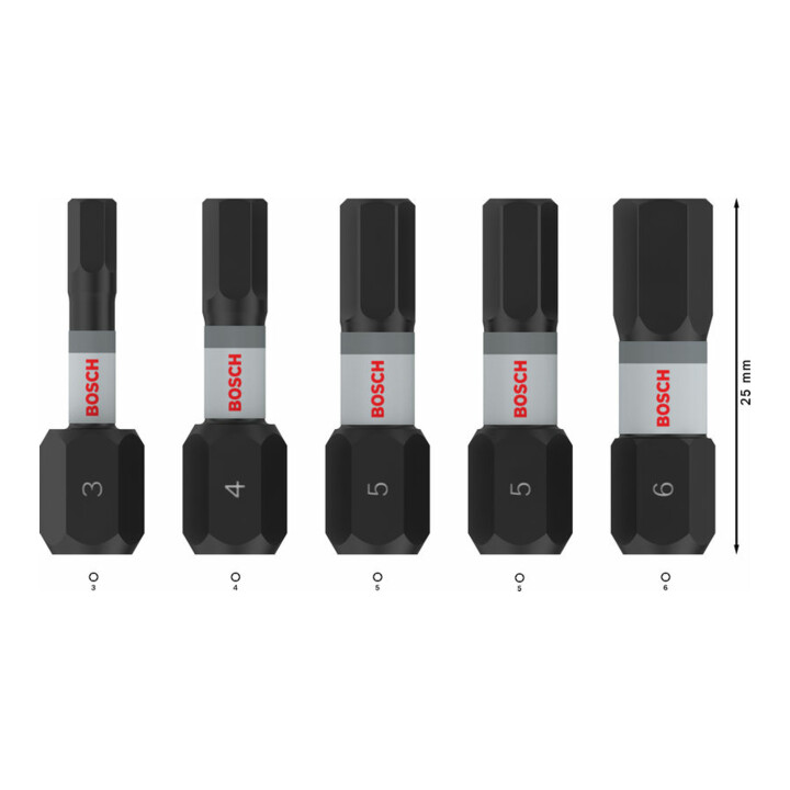 Bosch PRO Set de 5 embouts Impact H3, H4, 2 x H5, H6, 25 mm