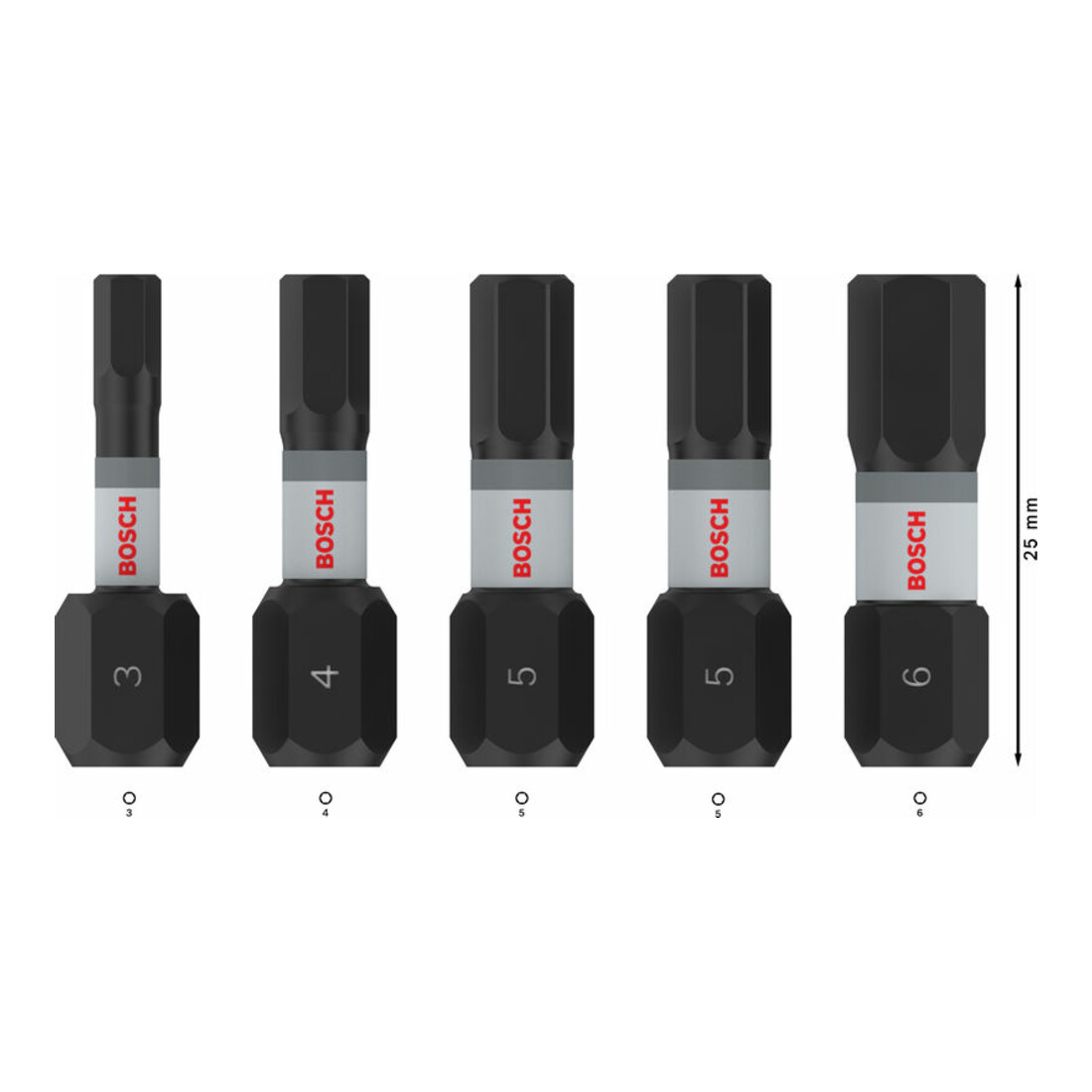 Bosch PRO Set de 5 embouts Impact H3, H4, 2 x H5, H6, 25 mm
