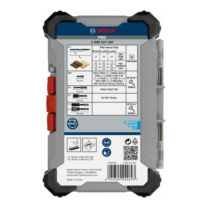 Bosch PRO Set de embouts de vissage et forets bois, 40 pcs