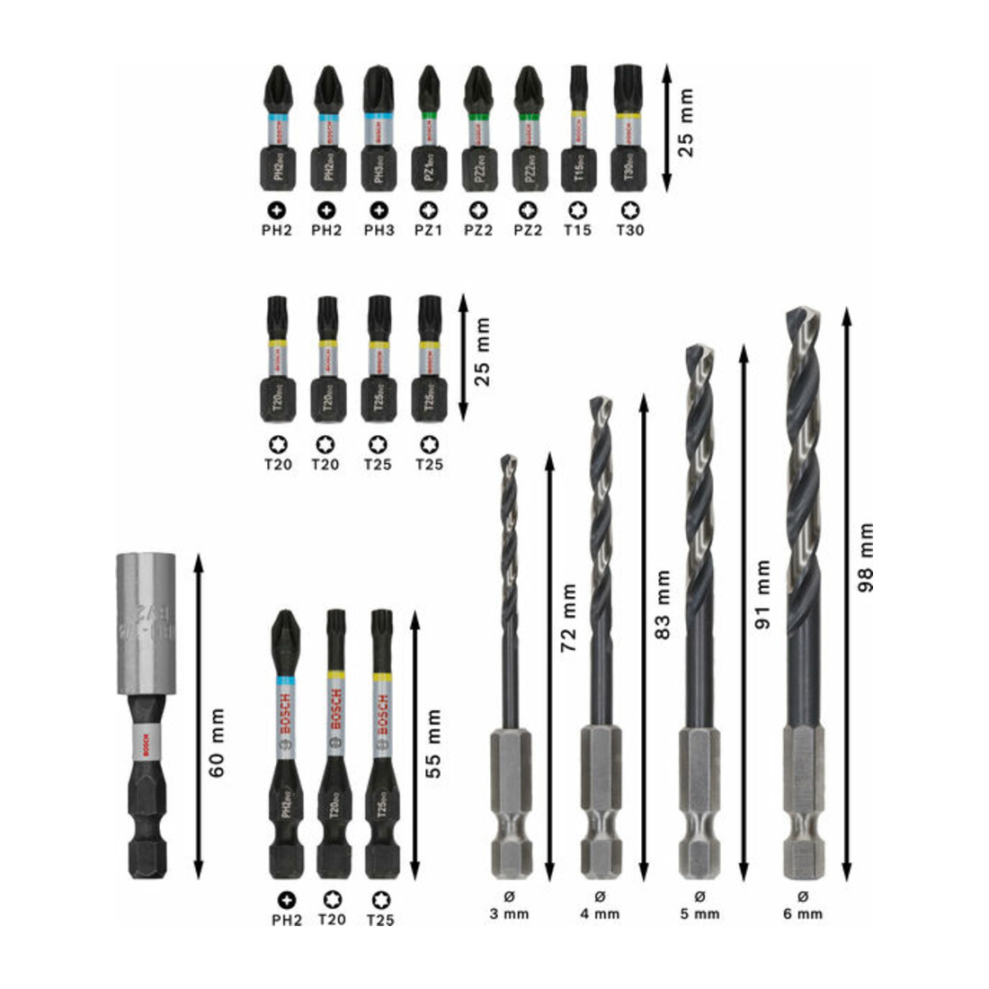 Bosch PRO Set de embouts de vissage et forets métal, 20 pcs