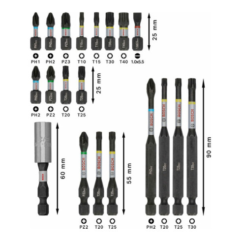 Bosch PRO Set de embouts de vissage Impact, 20 pièces
