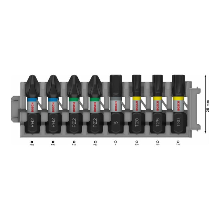 Bosch PRO Set de embouts d'impact, 25 mm, 8 pcs