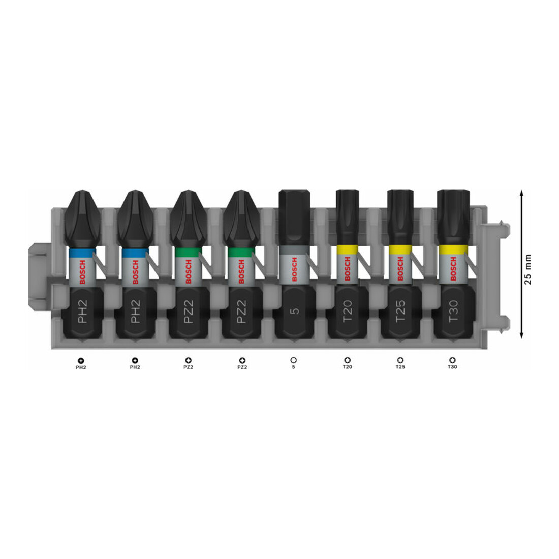 Bosch PRO Set de embouts d'impact, 25 mm, 8 pcs