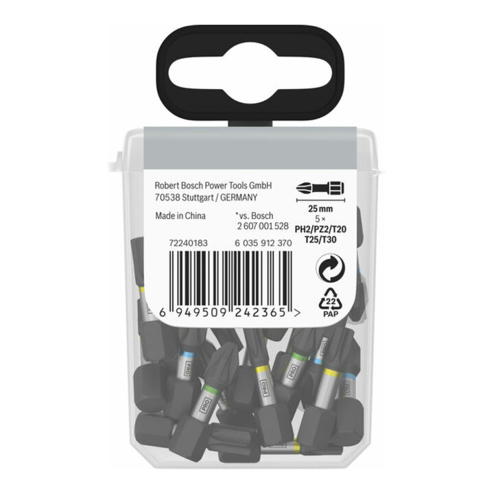 Bosch PRO Set de Embouts Impact, 25 mm, Présentoir, 10 x 25 pcs