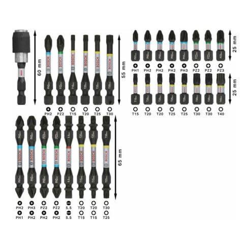 Bosch PRO Set de embouts Impact, présentoir, 6 x 31 pcs