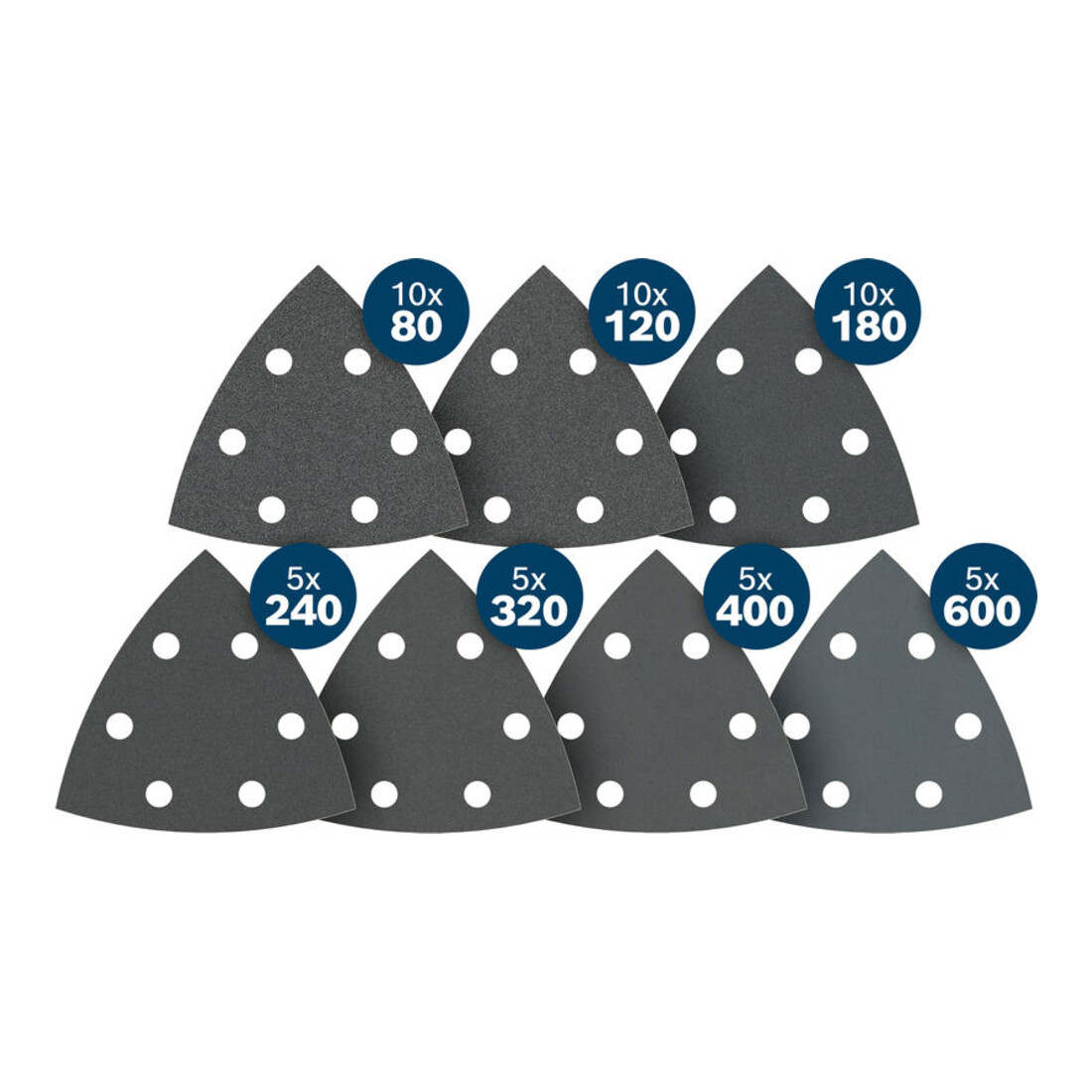 Bosch PRO Set de feuilles abrasives F355, K80/120/180/240/320/400/600, 93 mm, 50 pcs Starter Pack