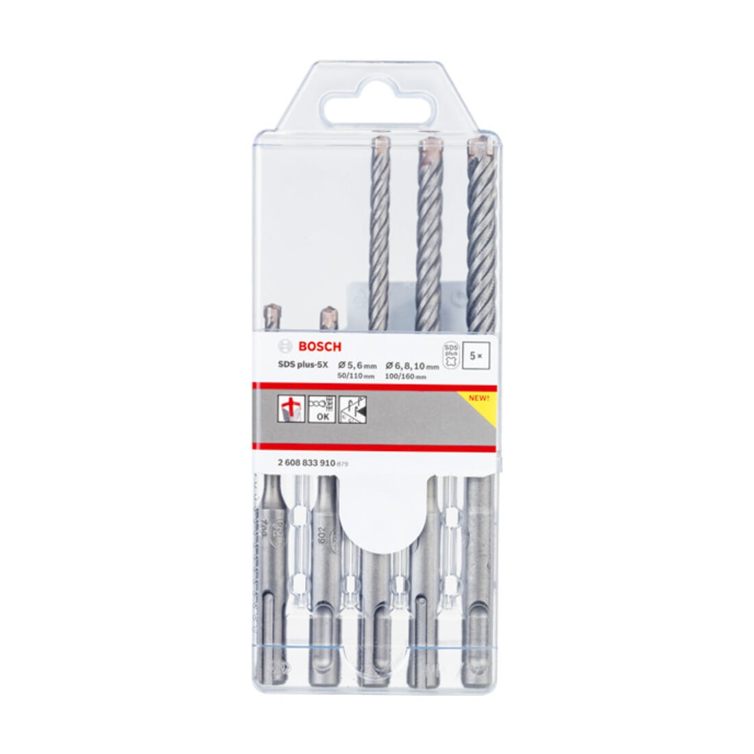 Bosch PRO Set de forets à percussion SDS plus-5X, 5/6/6/8/10 mm, 5 pcs