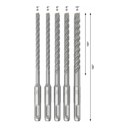 Bosch PRO Set de forets à percussion SDS plus-5X, 6/6/8/8/10 mm, 5 pcs