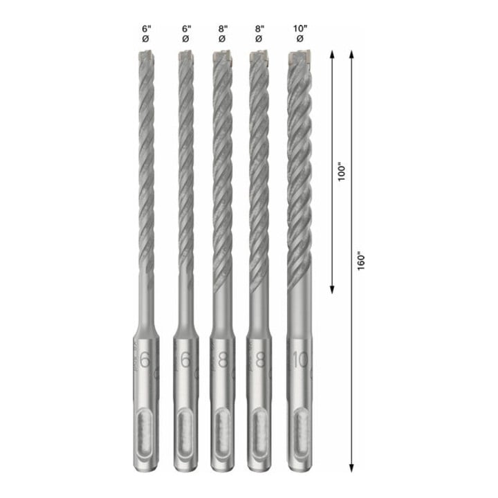Bosch PRO Set de forets à percussion SDS plus-5X, 6/6/8/8/10 mm, 5 pcs