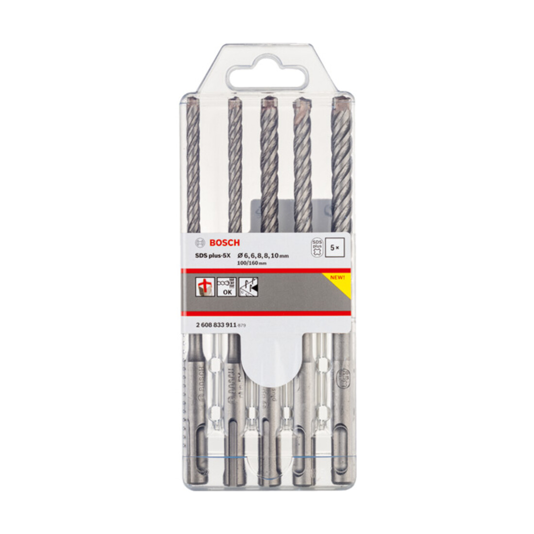 Bosch PRO Set de forets à percussion SDS plus-5X, 6/6/8/8/10 mm, 5 pcs