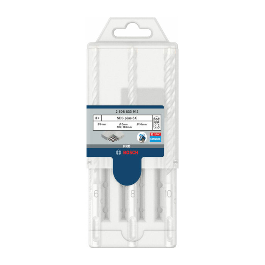Bosch PRO Set de forets à percussion SDS plus-5X, 6/8/10 mm, 3 pcs