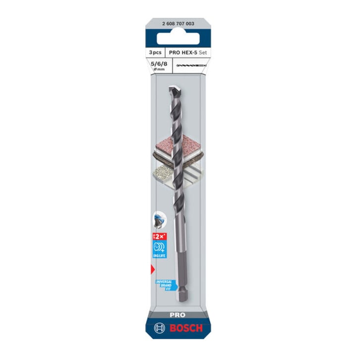 Bosch PRO Set de forets HEX-5, 5x100, 6x100, 8x150 mm, 3 pièces