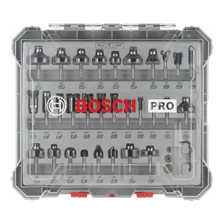 Bosch PRO Set de fraises, tige 1/4", 30 pcs