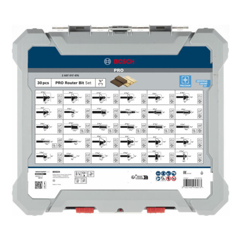 Bosch PRO Set de fraises, tige 1/4", 30 pcs