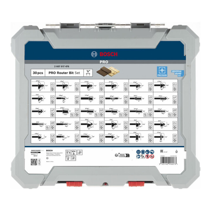 Bosch PRO Set de fraises, tige 1/4", 30 pcs