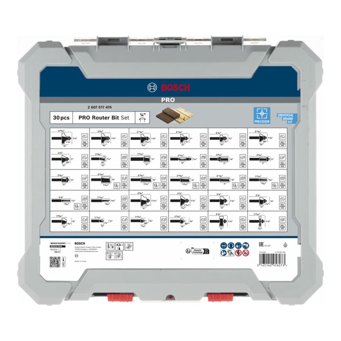 Bosch PRO Set de fraises, tige 1/4", 30 pcs