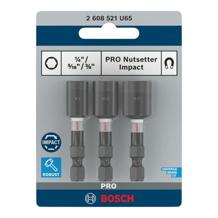 Bosch PRO Set d'embouts à ergots, 1/4" x 50 mm, 5/16" x 50 mm, 3/8" x 50 mm, 3 pcs