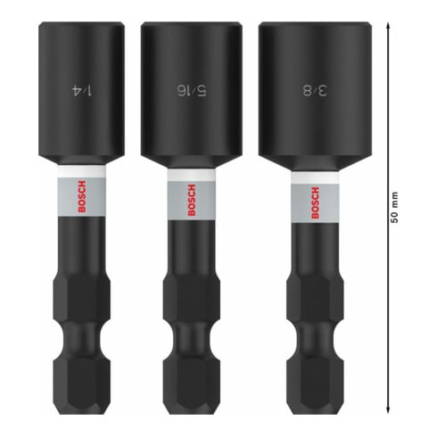 Bosch PRO Set d'embouts à ergots, 1/4" x 50 mm, 5/16" x 50 mm, 3/8" x 50 mm, 3 pcs