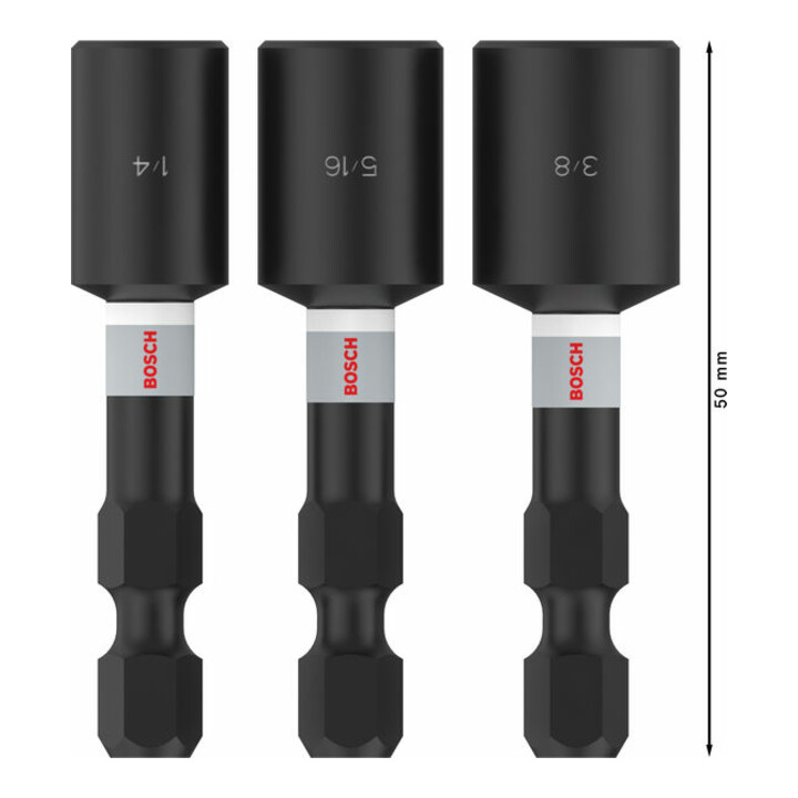 Bosch PRO Set d'embouts à ergots, 1/4" x 50 mm, 5/16" x 50 mm, 3/8" x 50 mm, 3 pcs