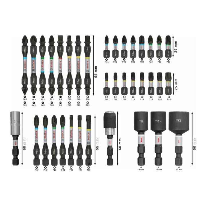 Bosch PRO Set d'embouts de vissage Impact, avec présentoir, 6 x 36 pcs