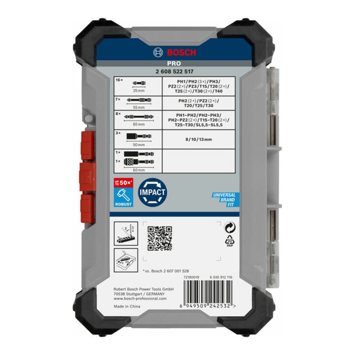 Bosch PRO Set d'embouts de vissage Impact, avec présentoir, 6 x 36 pcs