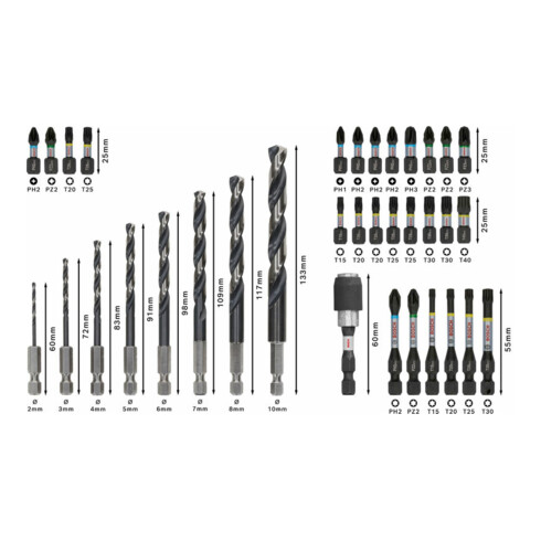 Bosch PRO Set d'embouts Impact Metal, présentoir, 6 x 35 pcs