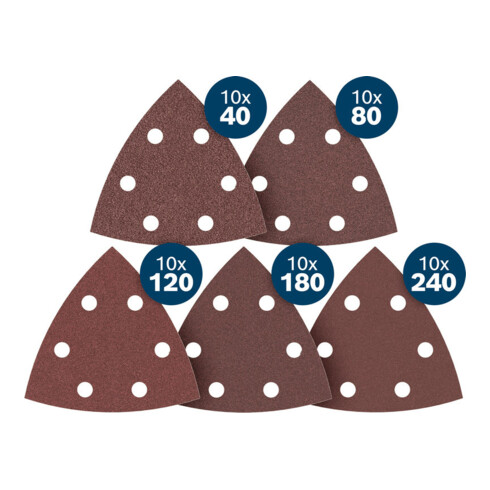 Bosch PRO Set di fogli abrasivi F460, K40/80/120/180/240, 93 mm, 50 pz., Starter Pack