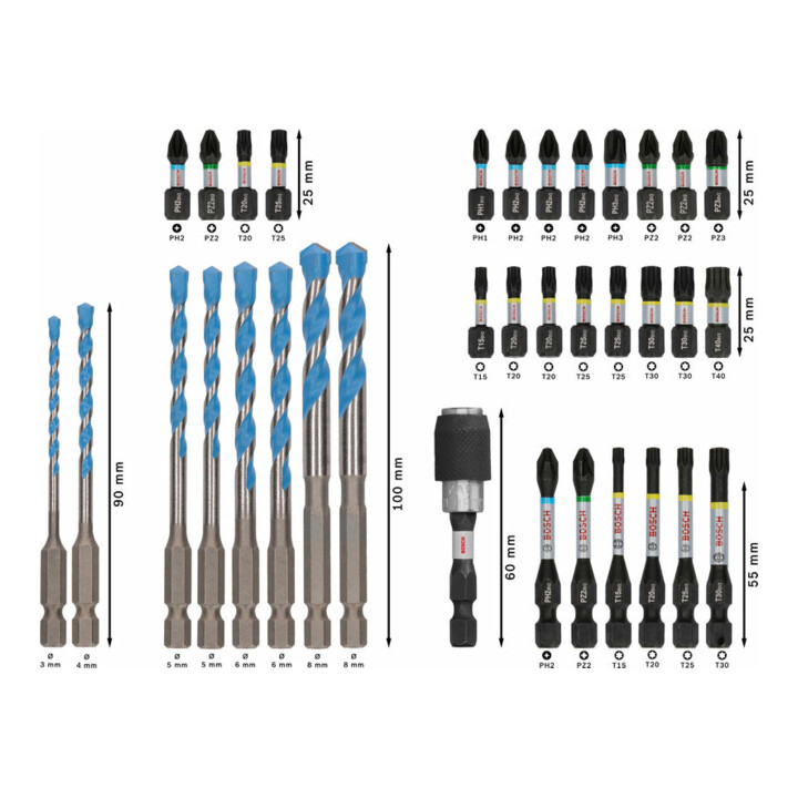 Bosch PRO Set mixte d'embouts, présentoir, 6 x 35 pcs