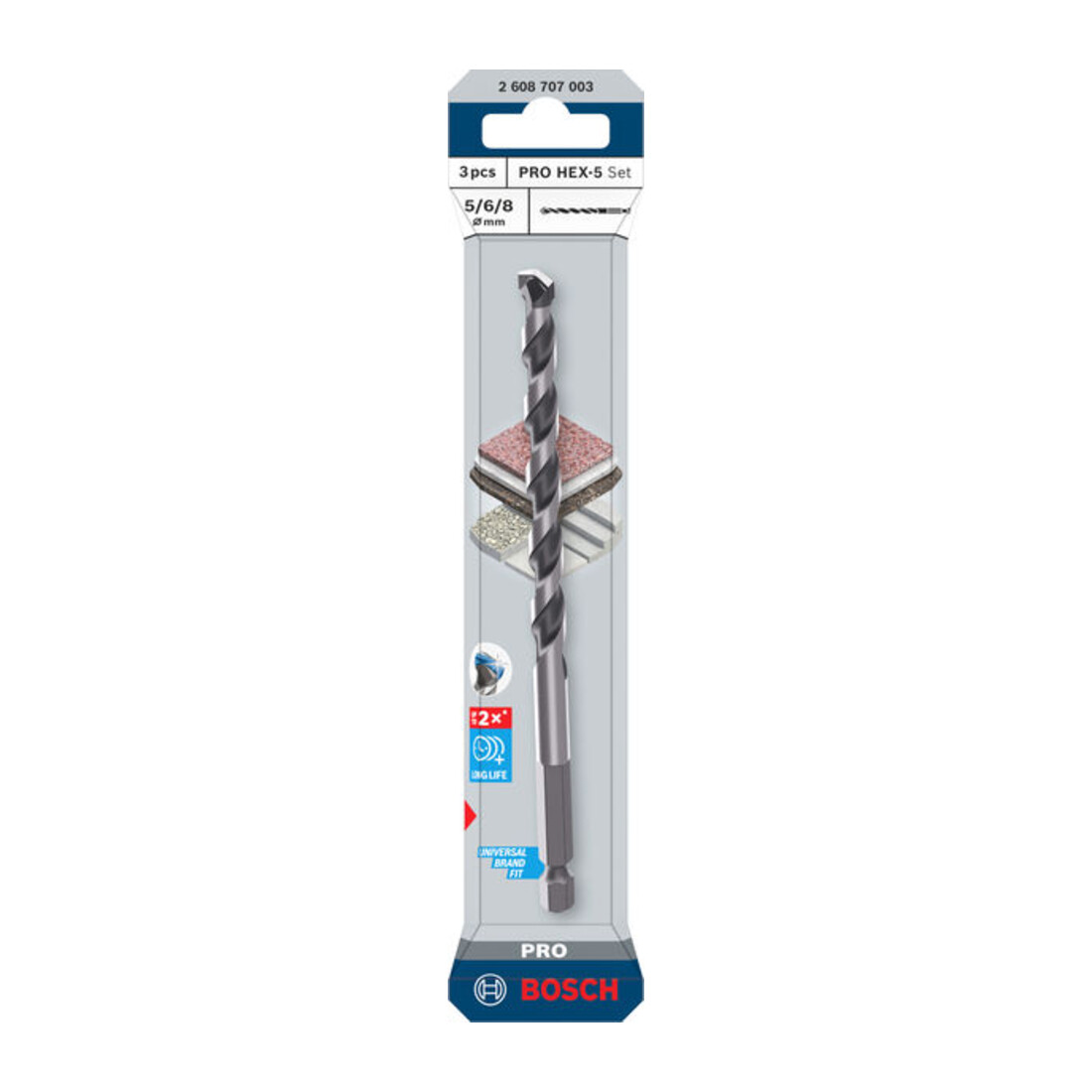 Bosch PRO Set punte HEX-5, 5x100, 6x100, 8x150 mm, 3 pezzi