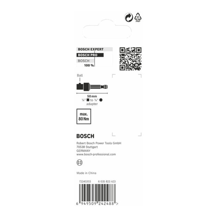 Bosch PRO Socket Adapter mit Kugelverbindung, 1/4", 50 mm