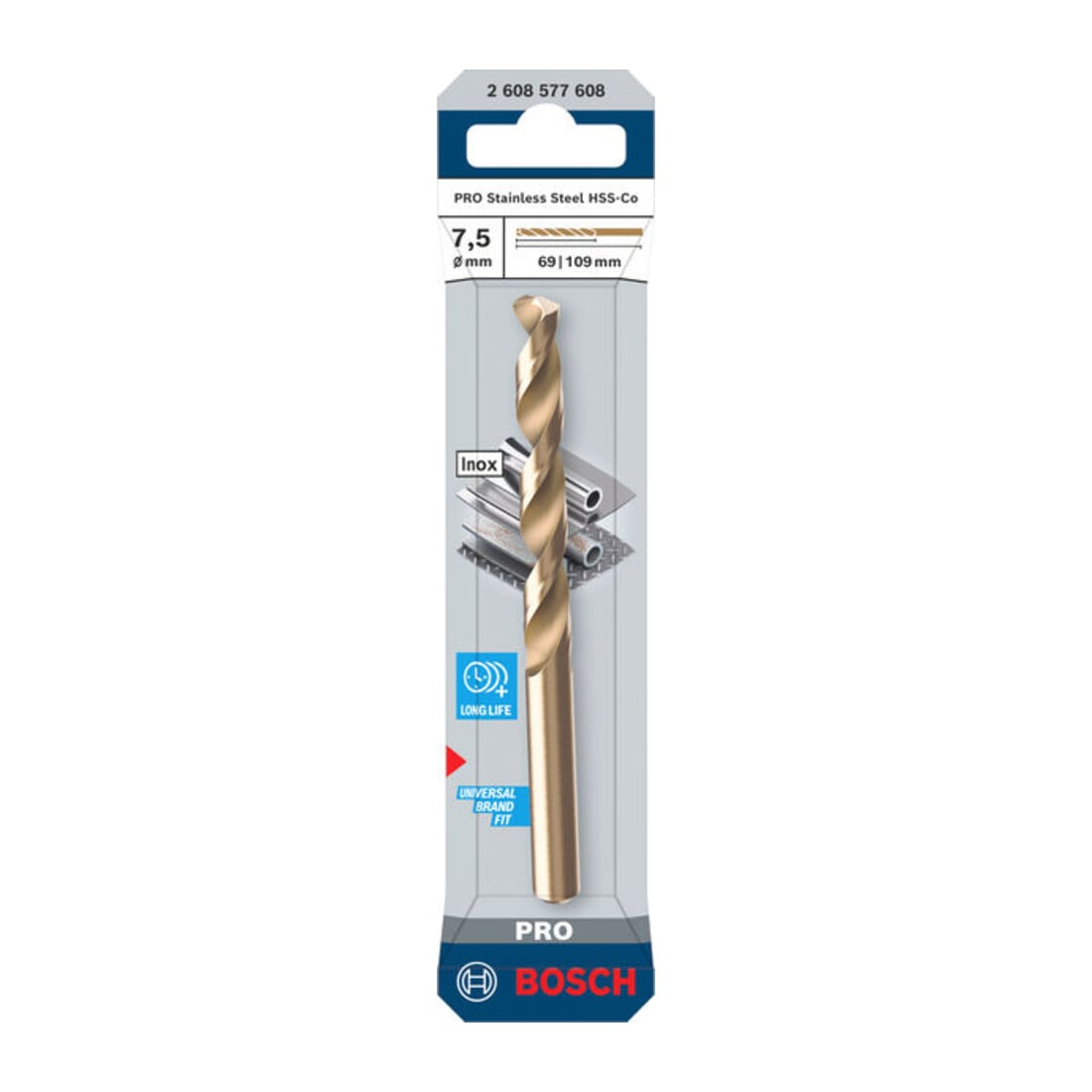 Bosch PRO Spiraalboor HSS-Co roestvrij staal, 7,5 x 69 x 109 mm