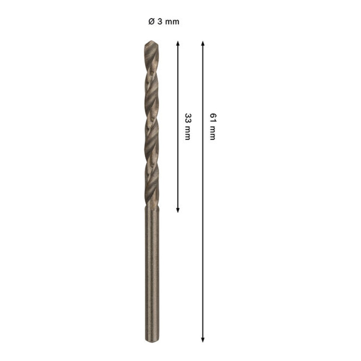 Bosch PRO Spiraalboor van roestvrij staal HSS-Co, 3 x 33 x 61 mm
