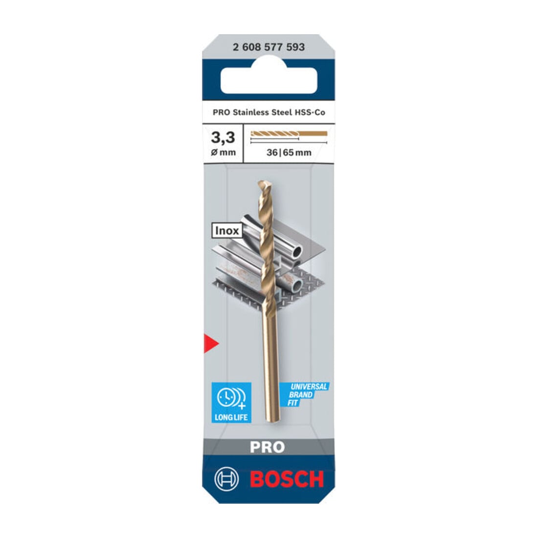 Bosch PRO Stainless Steel HSS-Co Spiralbohrer, 3,3 x 36 x 65 mm
