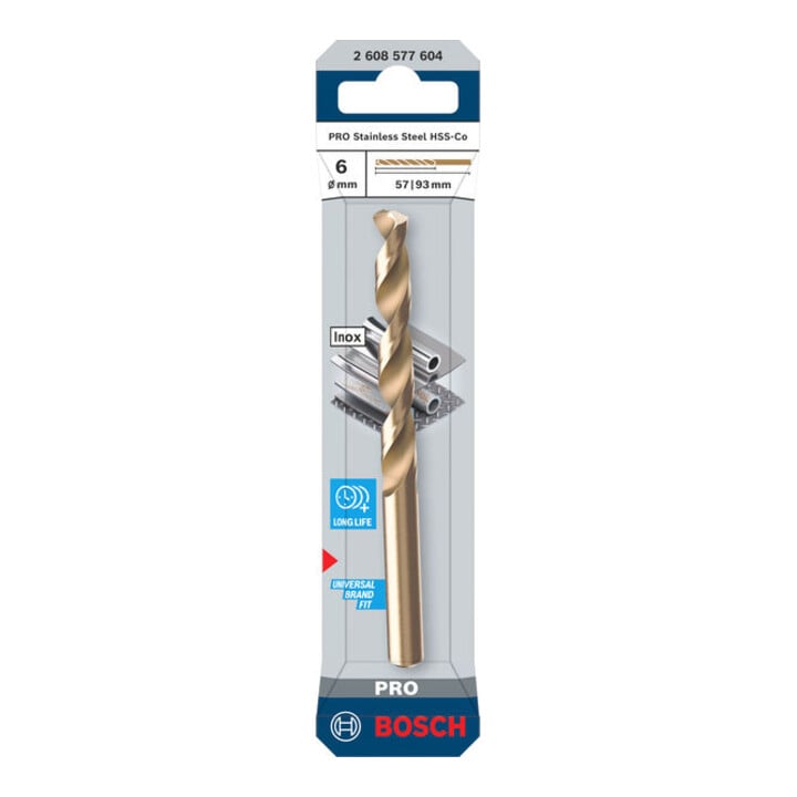 Bosch PRO Stainless Steel HSS-Co Spiralbohrer, 6 x 57 x 93 mm
