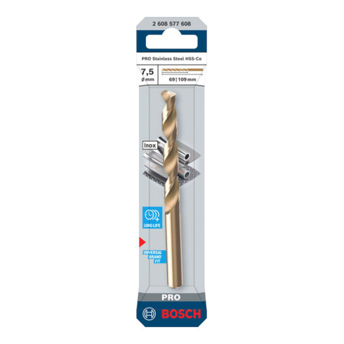 Bosch PRO Stainless Steel HSS-Co Spiralbohrer, 7,5 x 69 x 109 mm