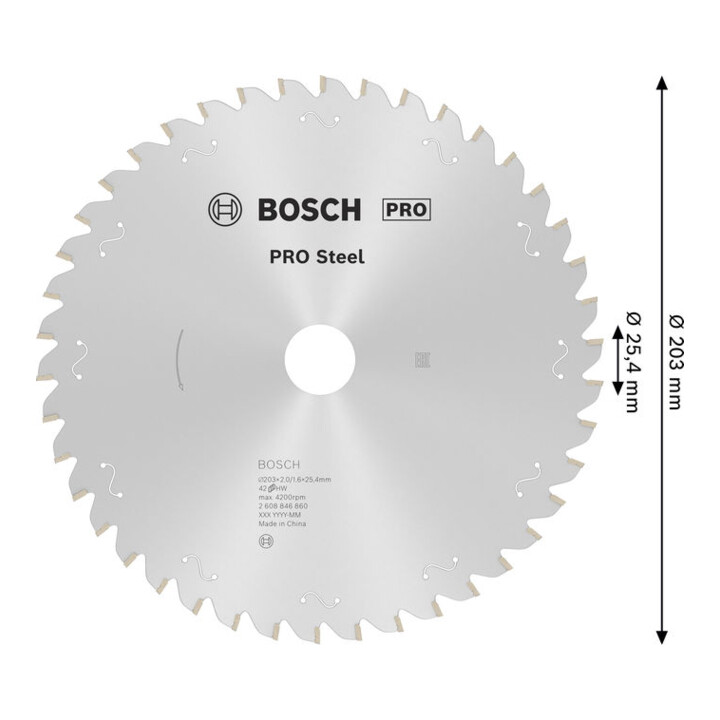Bosch PRO Stalen snoer cirkelzaagblad, 203 x 2 x 25,4 mm