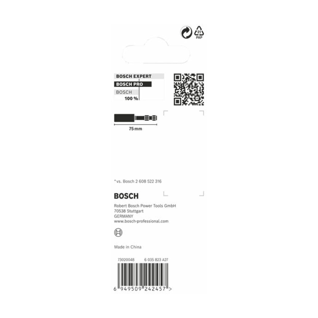 Bosch PRO Standard Bit Holder Impact, 75 mm