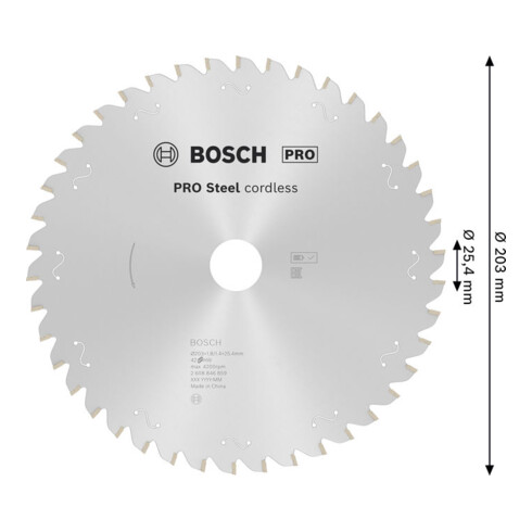 Bosch PRO Steel draadloze cirkelzaagblad, 203 x 1,8 x 25,4 mm