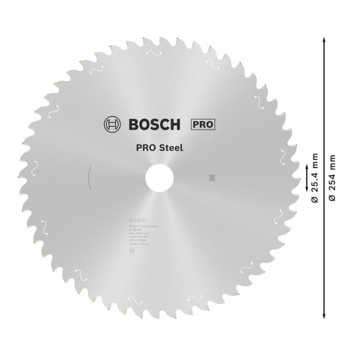 Bosch PRO Steel Sägeblatt Kreissägeblatt für Kreissägen, 254 x 2,2 x 25,4 mm, T52