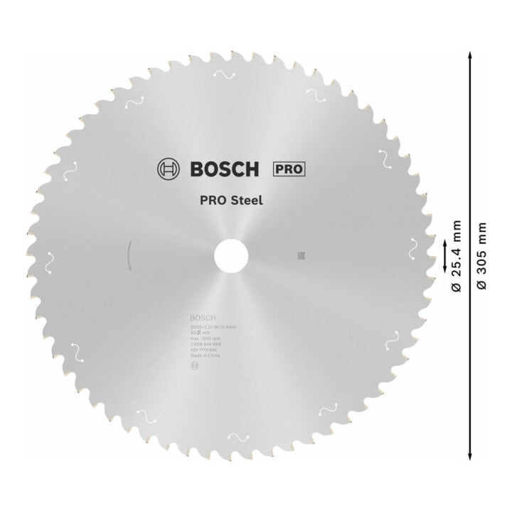 Bosch PRO Steel Sägeblatt Kreissägeblatt für Kreissägen, 305 x 2,2 x 25,4 mm, T60